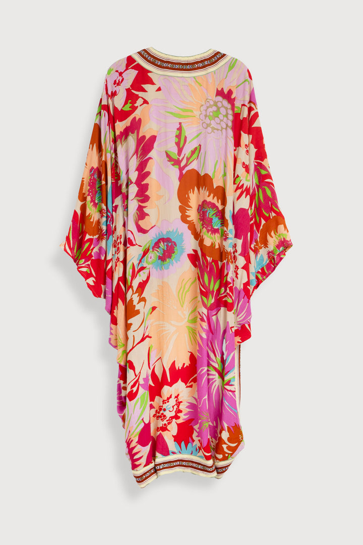 Wing Sleeve Floral Cocoon Kimono