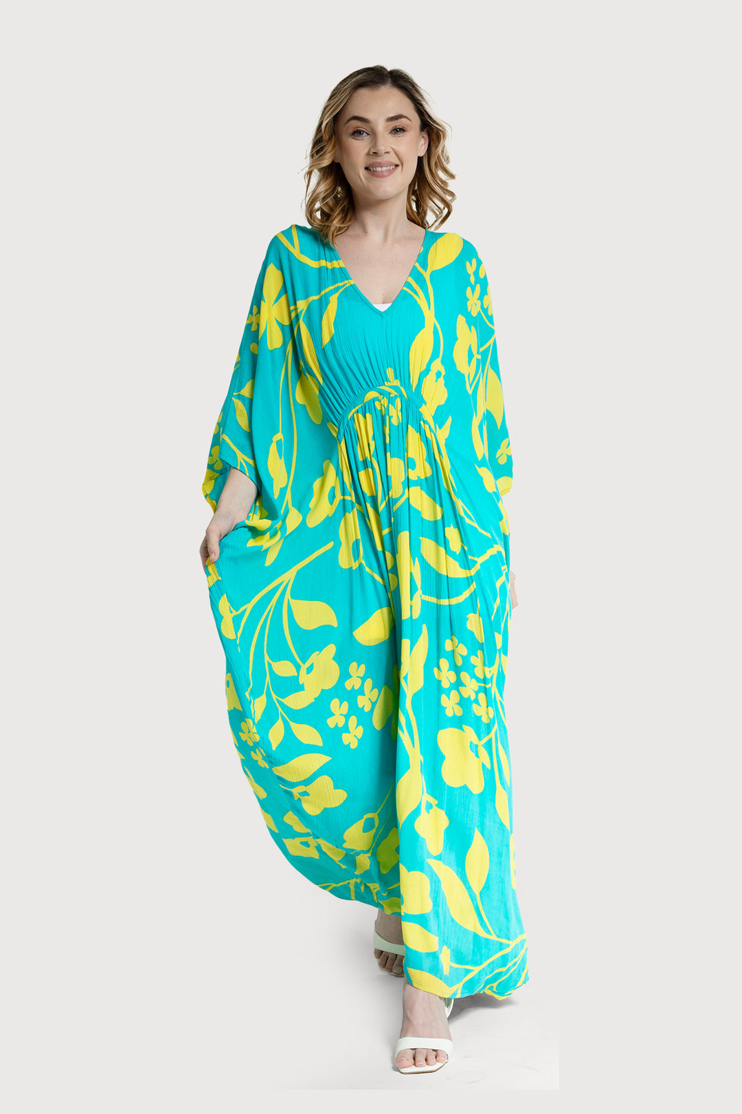 Shadow Floral Print Maxi Kaftan