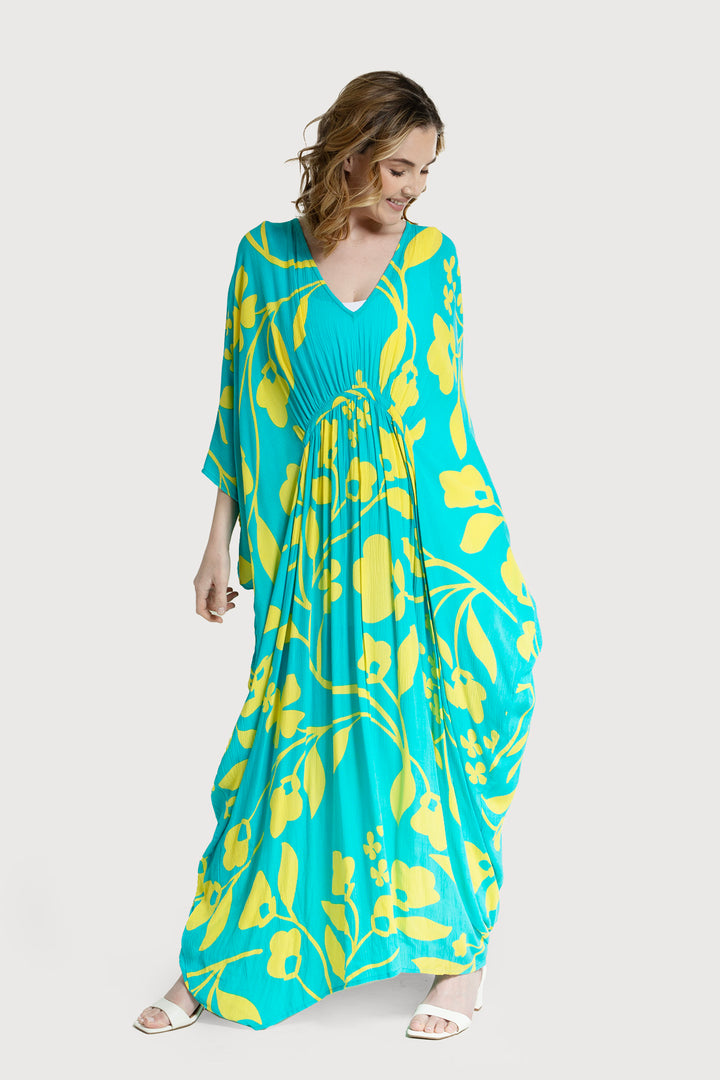 Shadow Floral Print Maxi Kaftan