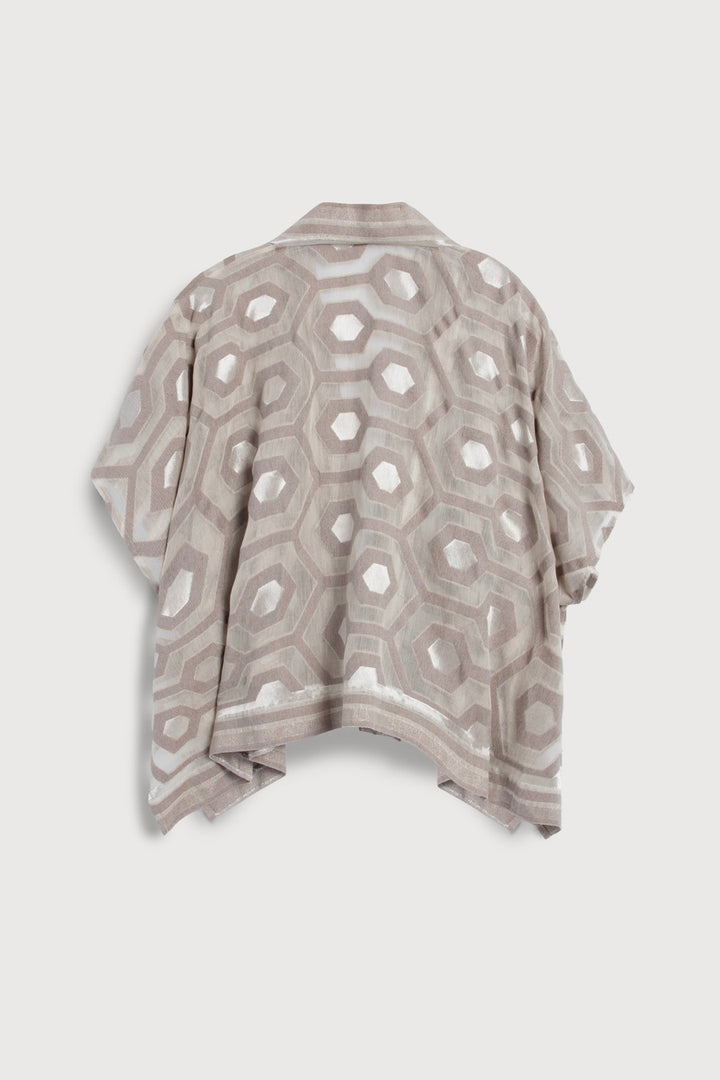 Geometric Cotton Short Poncho