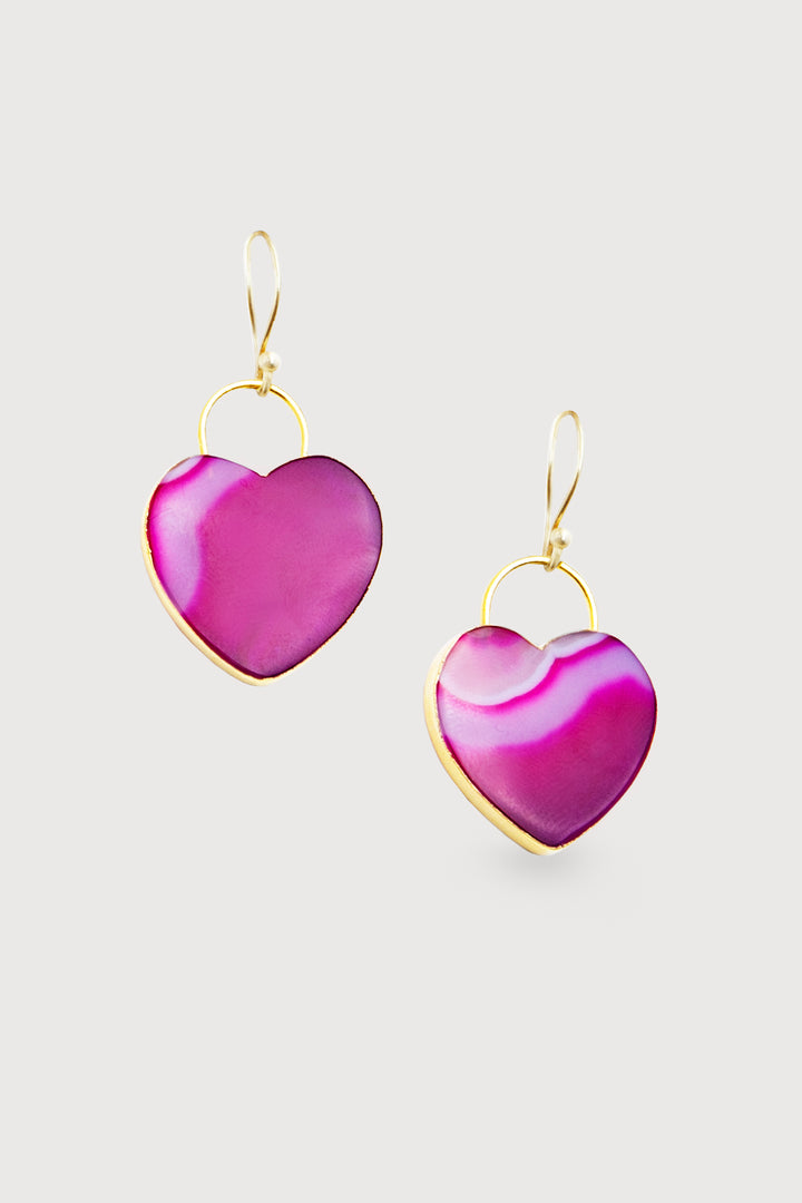 Agate Heart Earrings