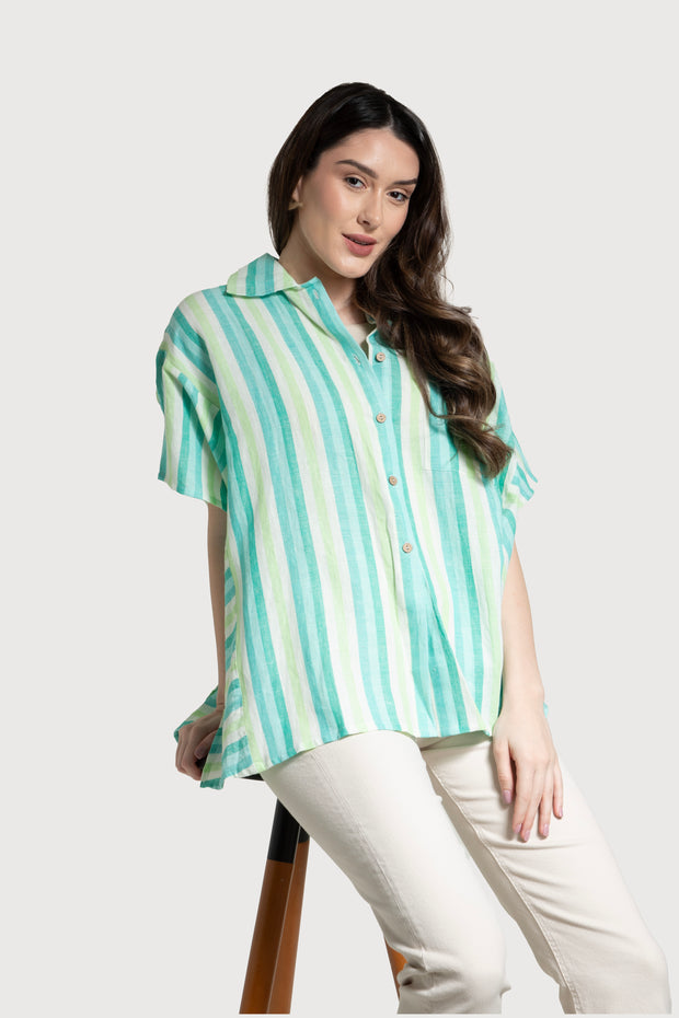 Oversized Striped Linen Cotton Shirt