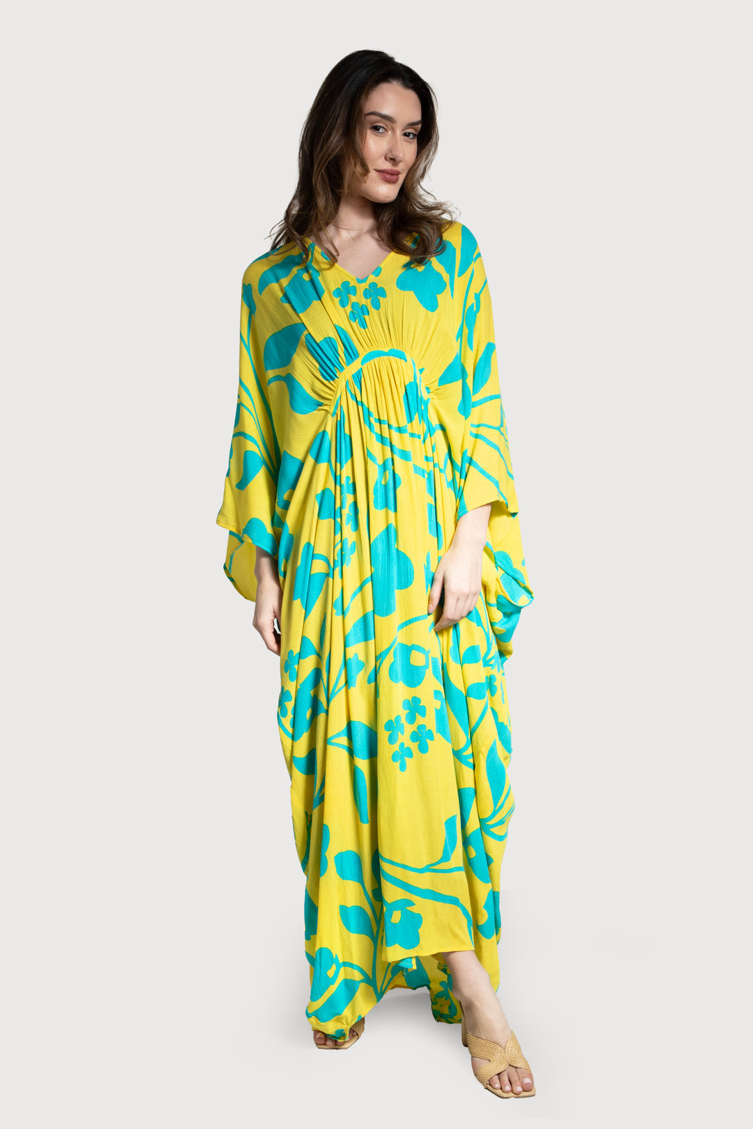 Shadow Floral Print Maxi Kaftan