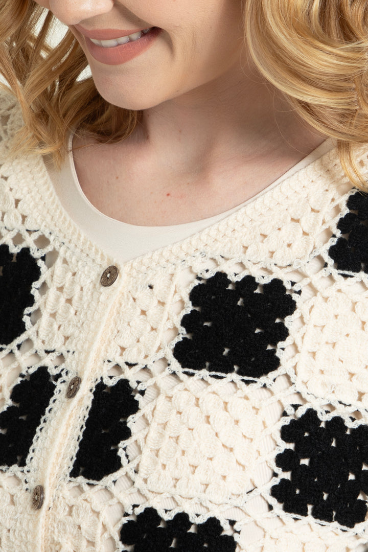 Crochet Checkered Cardigan
