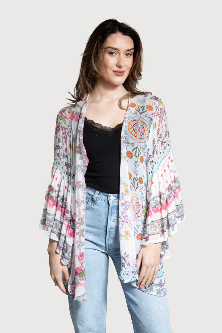 Mystical Garden Ruffle Sleeve Kimono