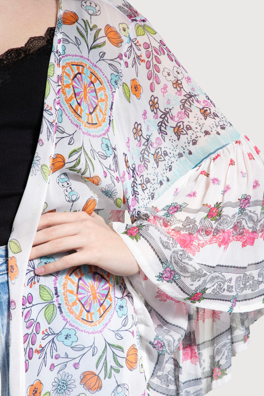 Mystical Garden Ruffle Sleeve Kimono