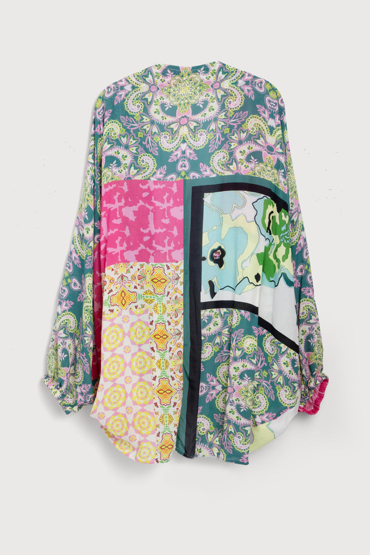 Multicolored Mixed Patterned Kimono