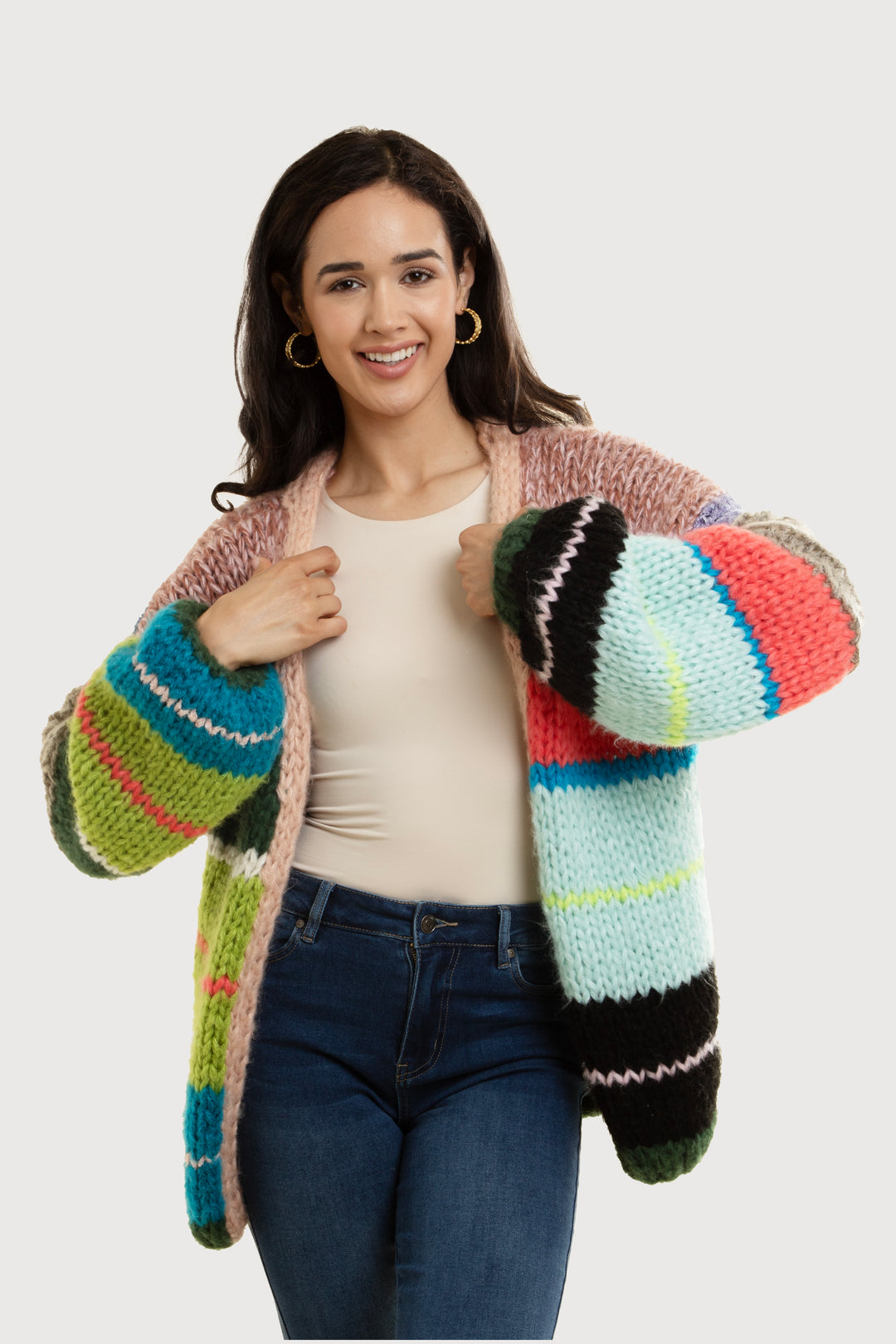 Knitted Rainbow Multitoned Cardigan