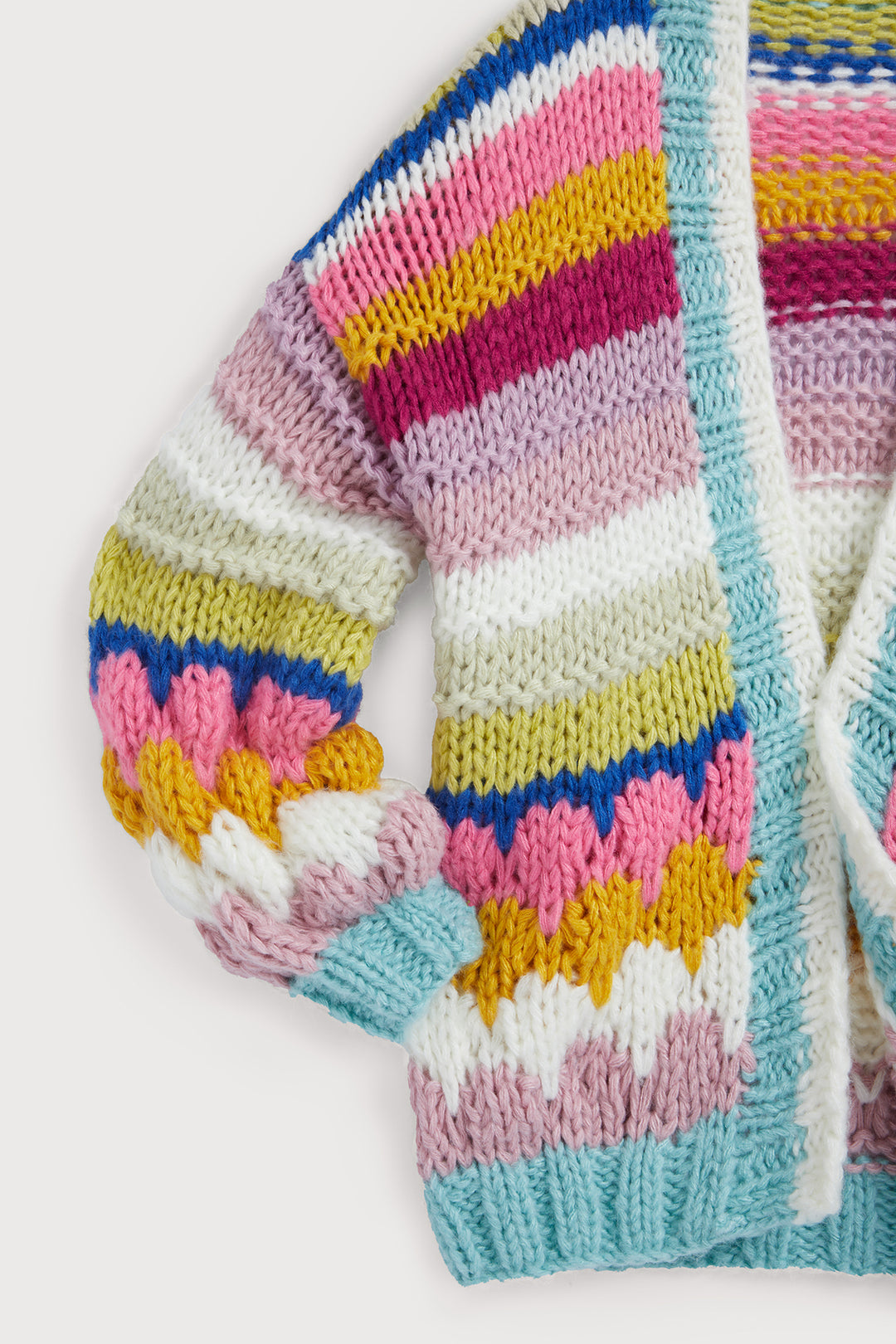 Knitted Rainbow Bubble Stitch Cardigan