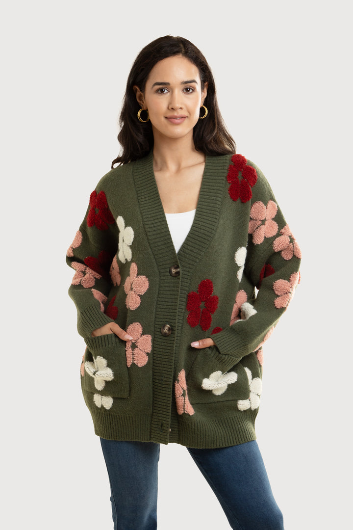 Autumn Floral Knit Cardigan