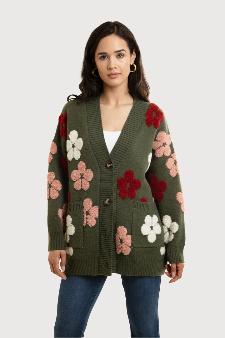 Autumn Floral Knit Cardigan