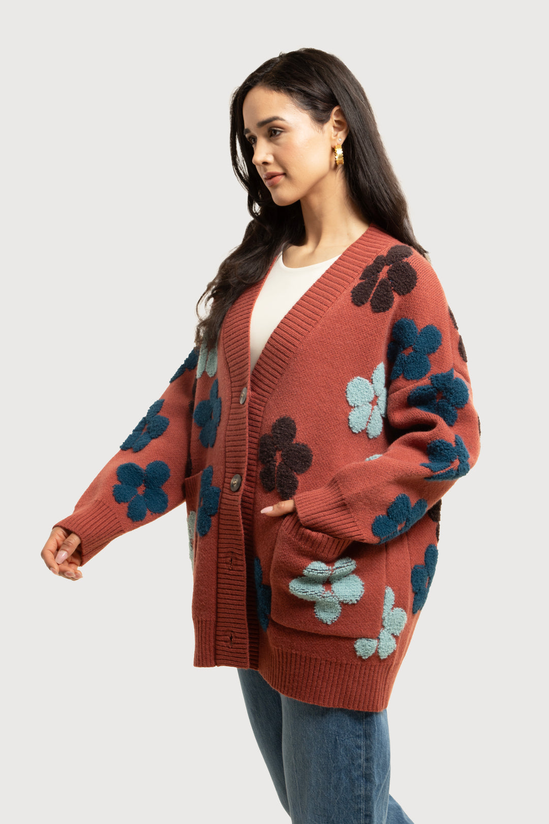 Autumn Floral Knit Cardigan