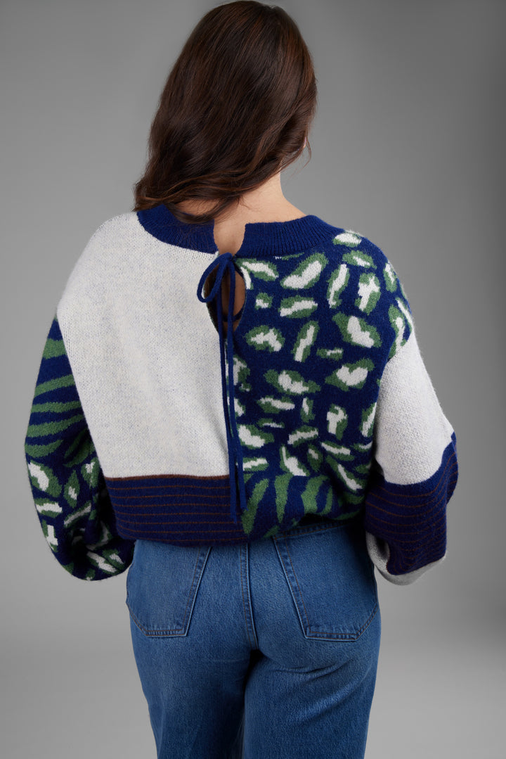 Multi Patterned Tie-Back Cardigan