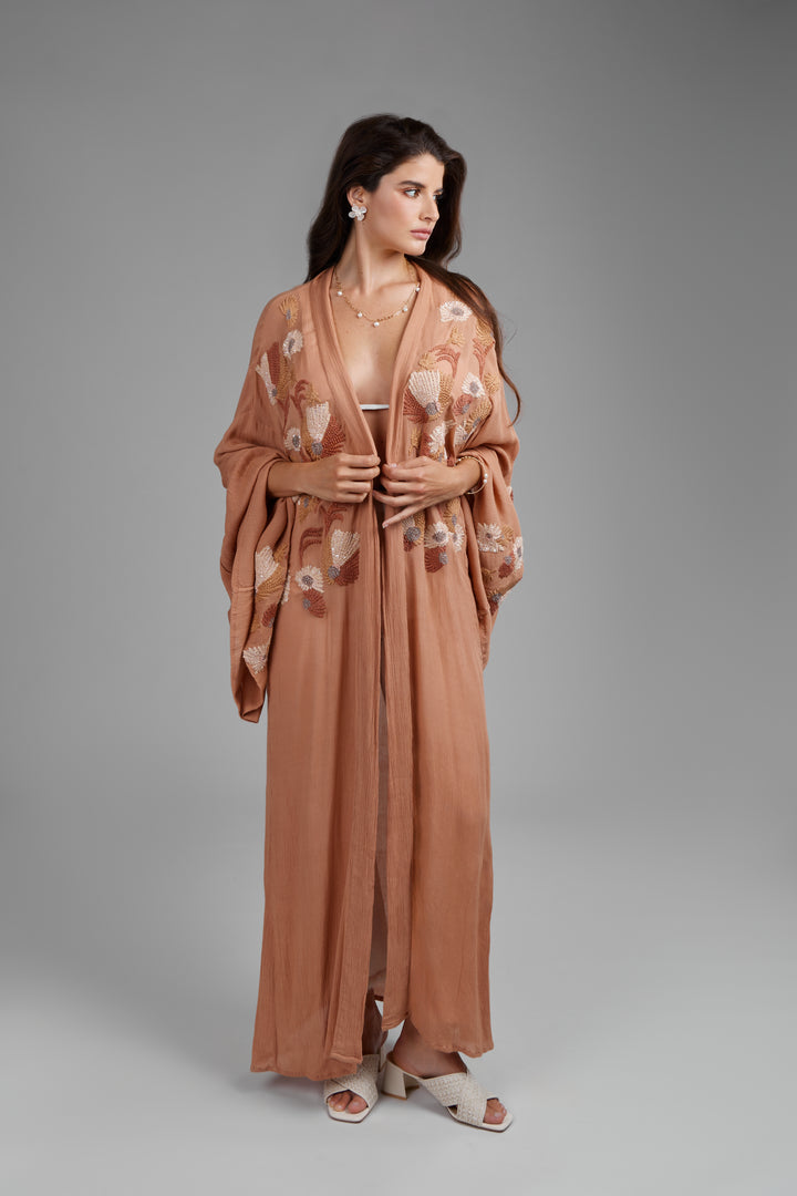 Floral Embellished Long Kaftan