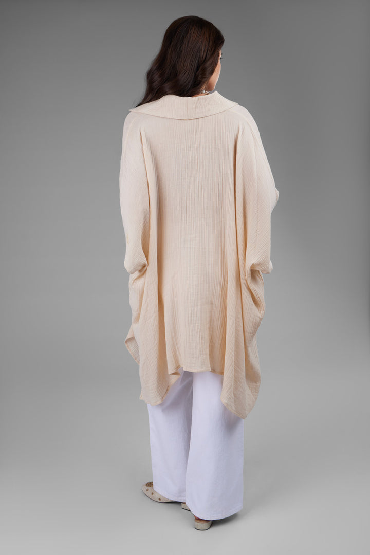 Oversized Textured Cotton Shirt
