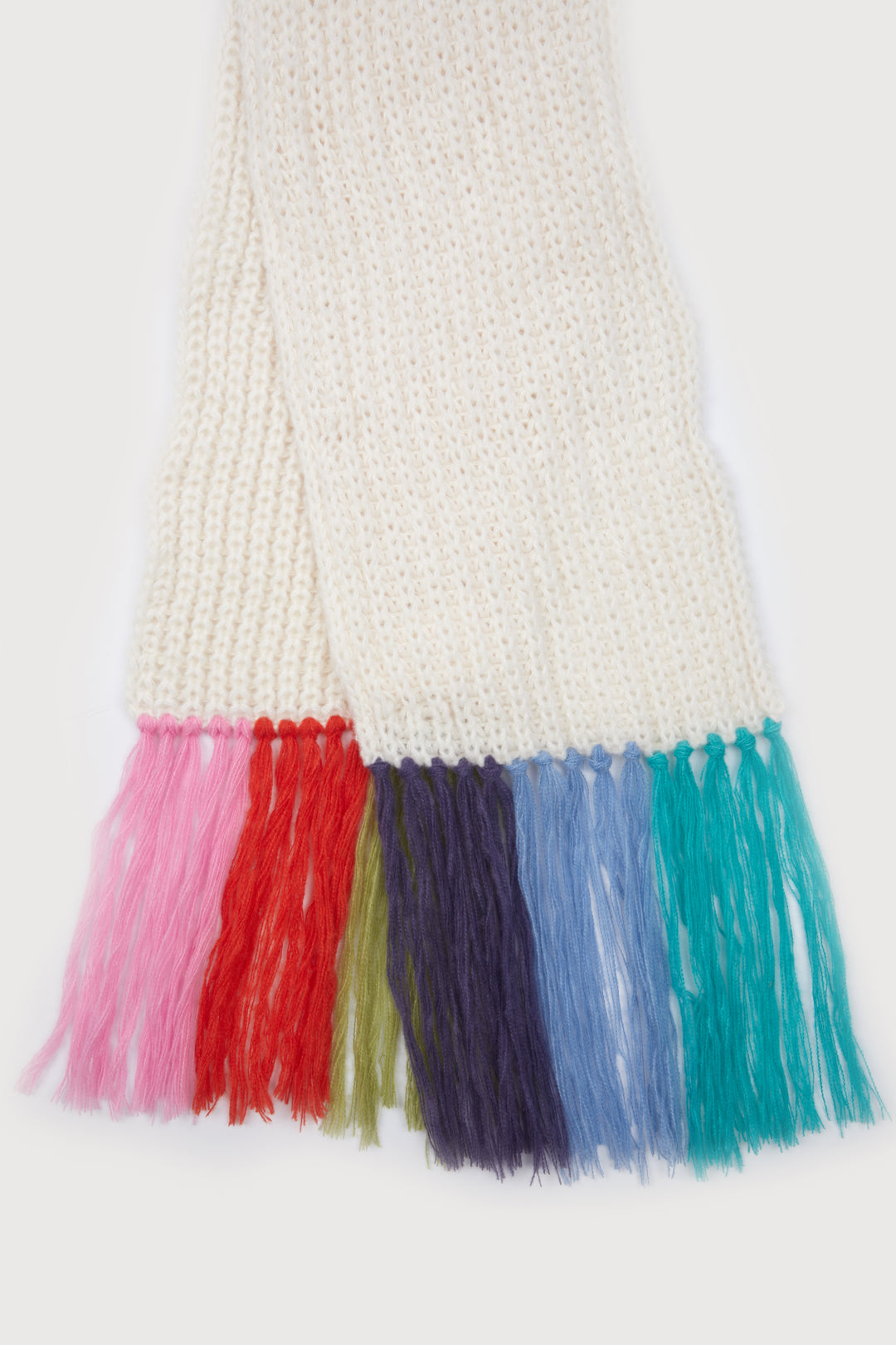 Rainbow Tassel Knitted Scarf