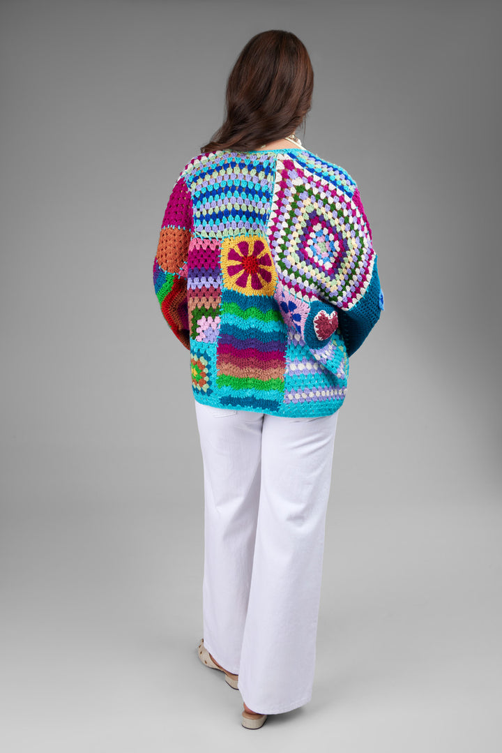 Vibrant Multi Crochet Cardigan