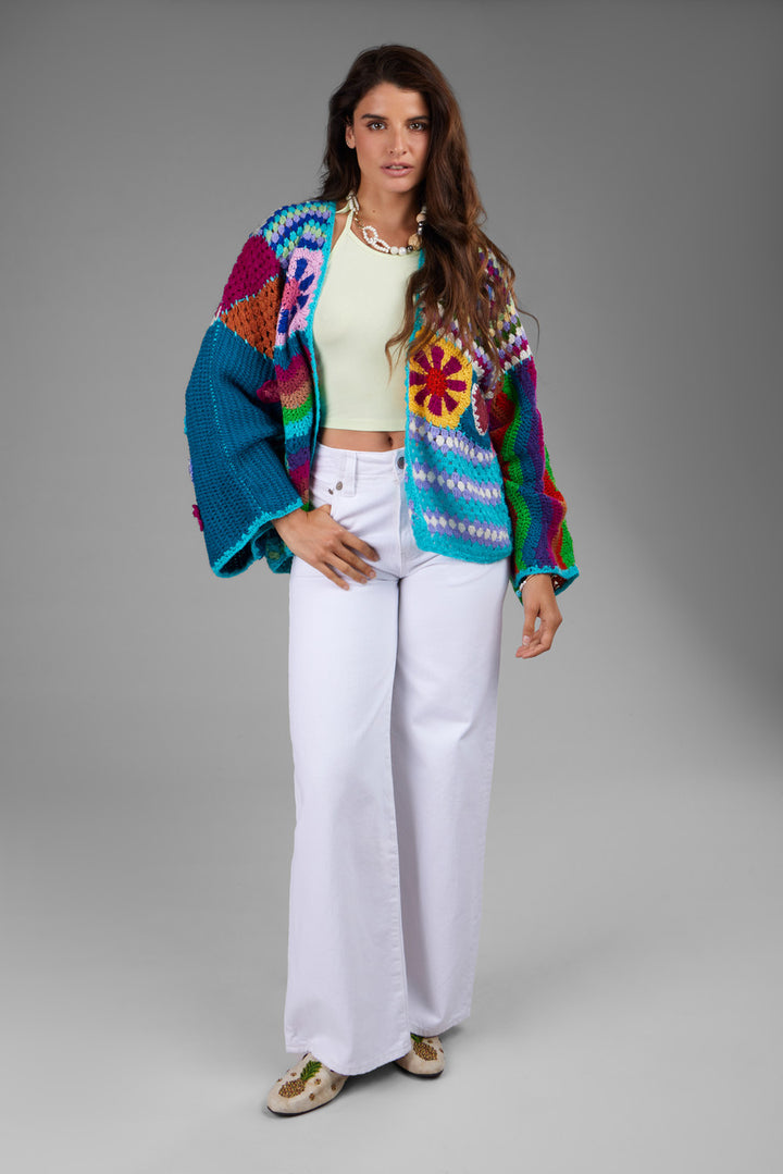 Vibrant Multi Crochet Cardigan