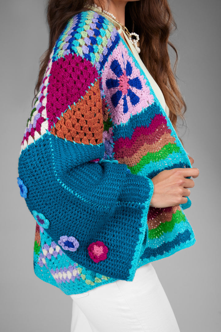 Vibrant Multi Crochet Cardigan