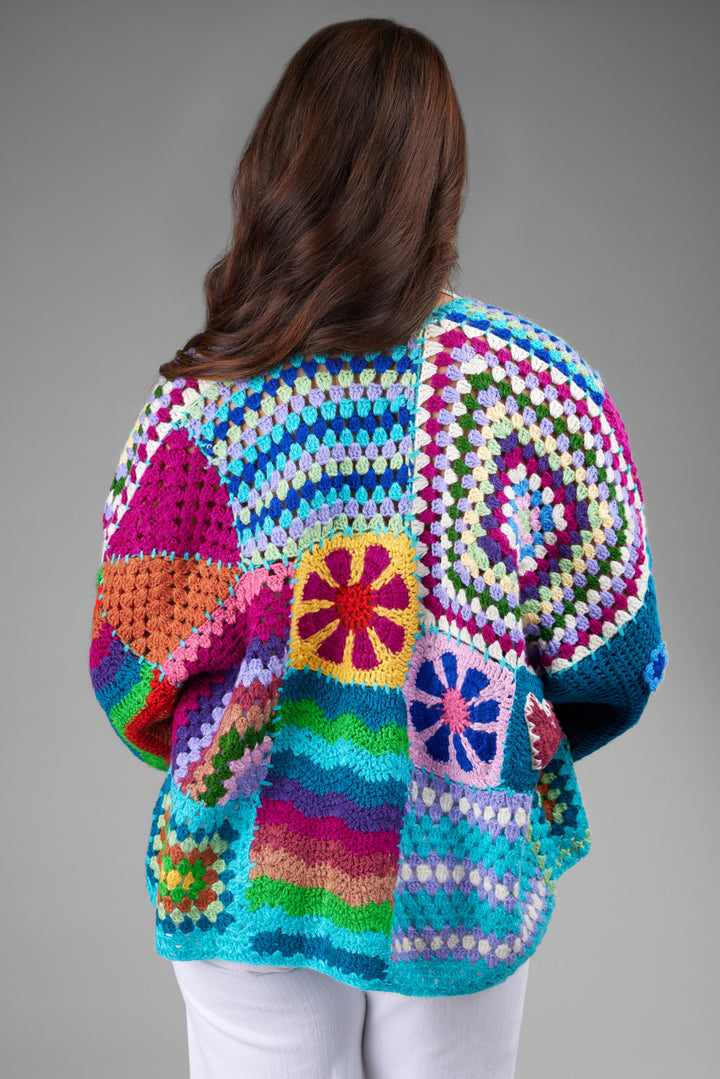 Vibrant Multi Crochet Cardigan