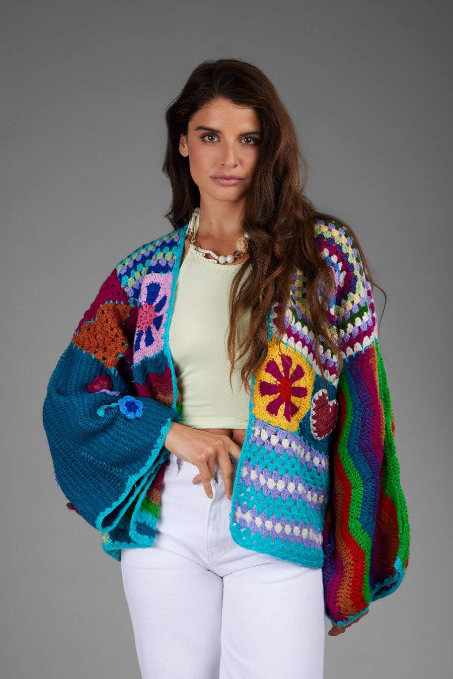 Vibrant Multi Crochet Cardigan