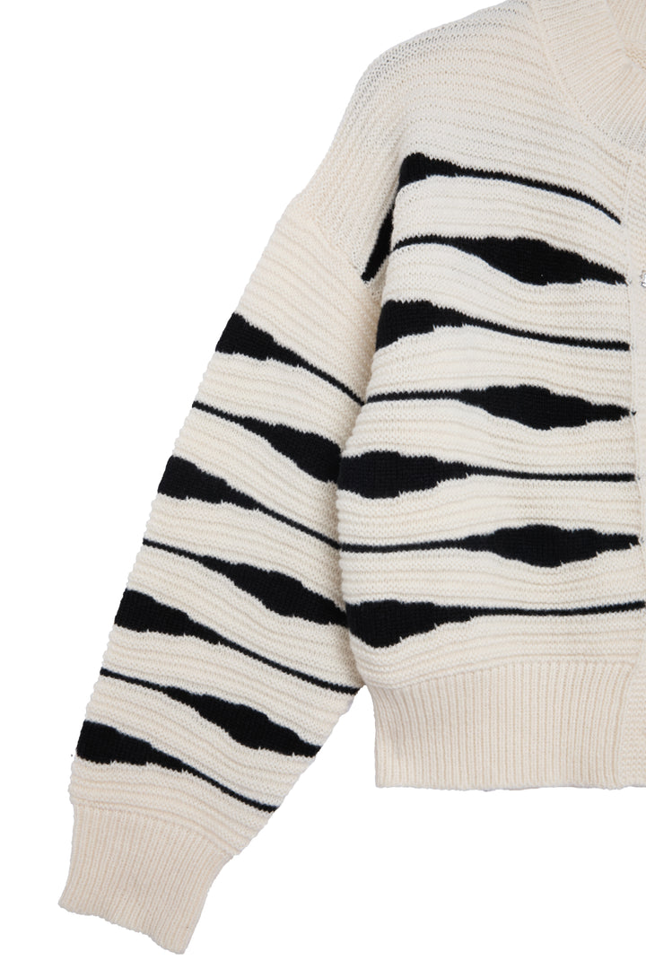 Zebra Buttoned Knit Cardigan