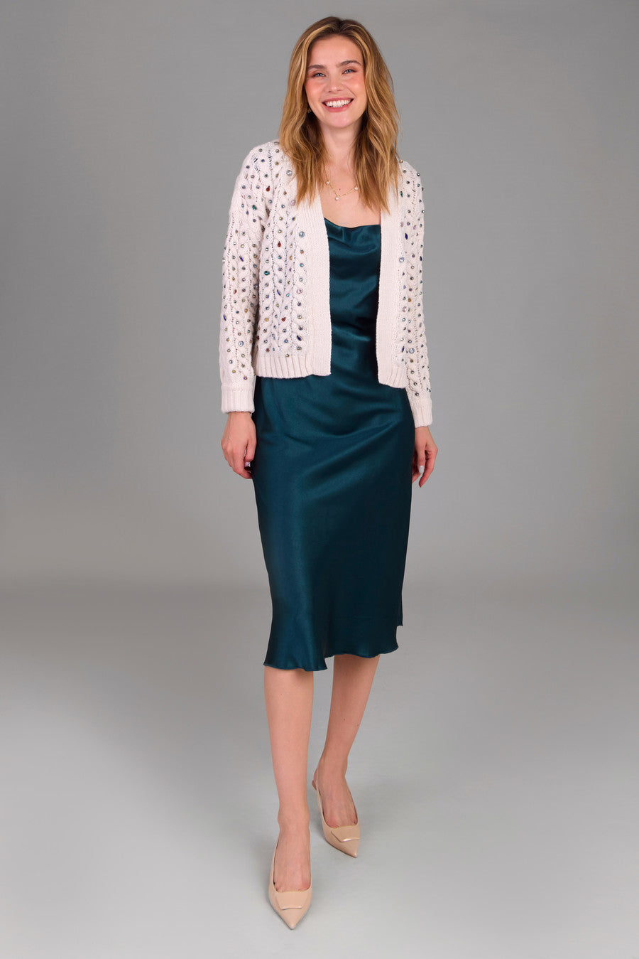 Cable Knit Gemstone Cardigan