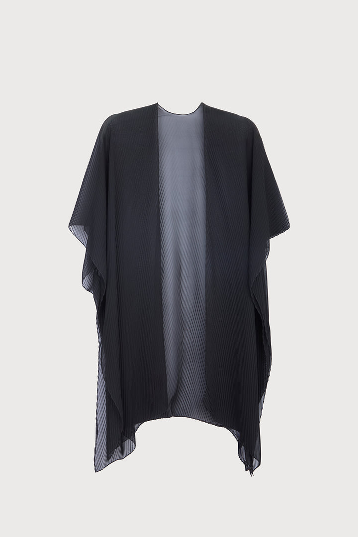 Pleated Black Short Kimono