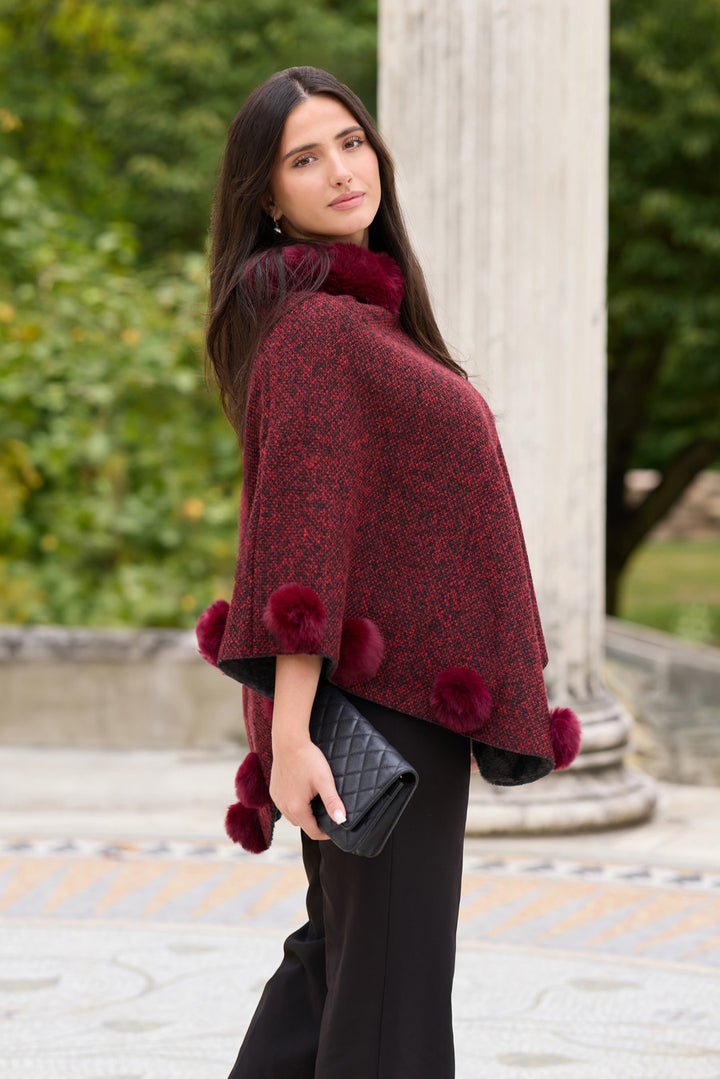 Posey Fur Pompom Poncho