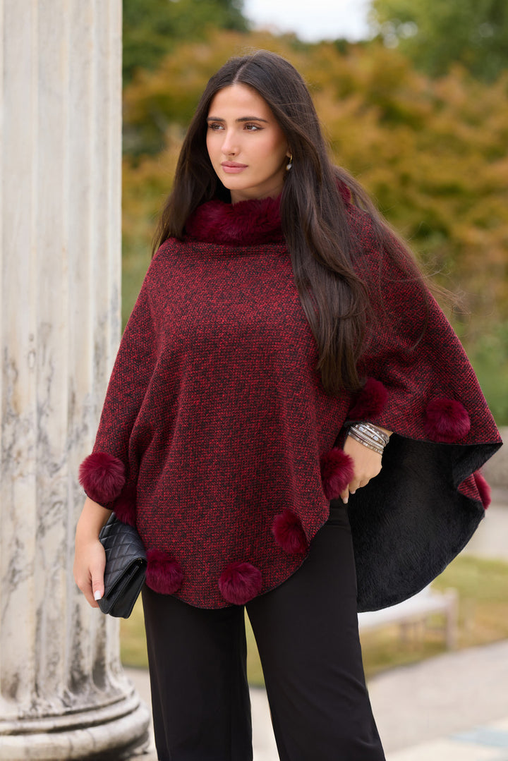 Posey Fur Pompom Poncho