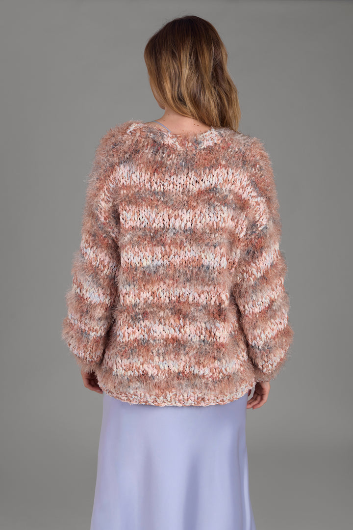 Hand-Knitted Lurex Eyelash Cardigan