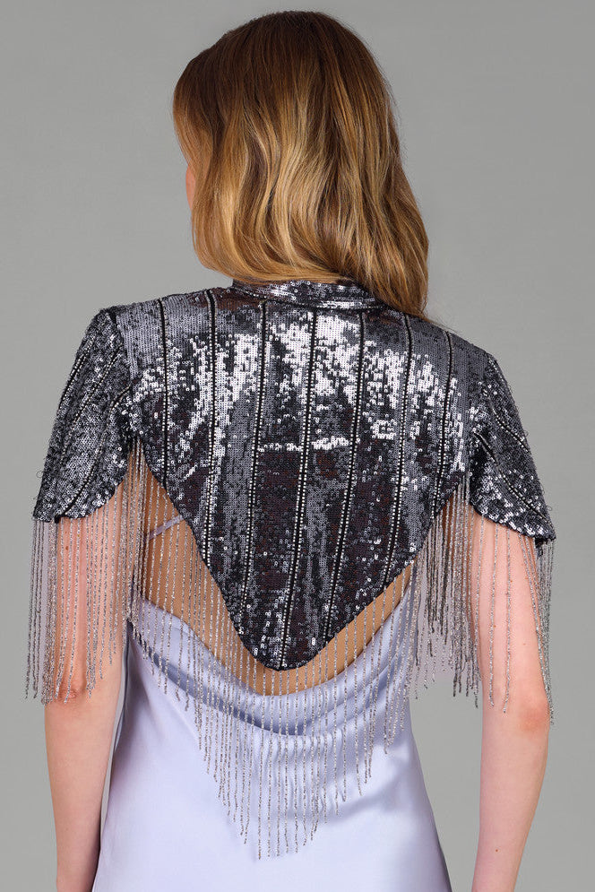 Beaded Fringe Sequin Capelet