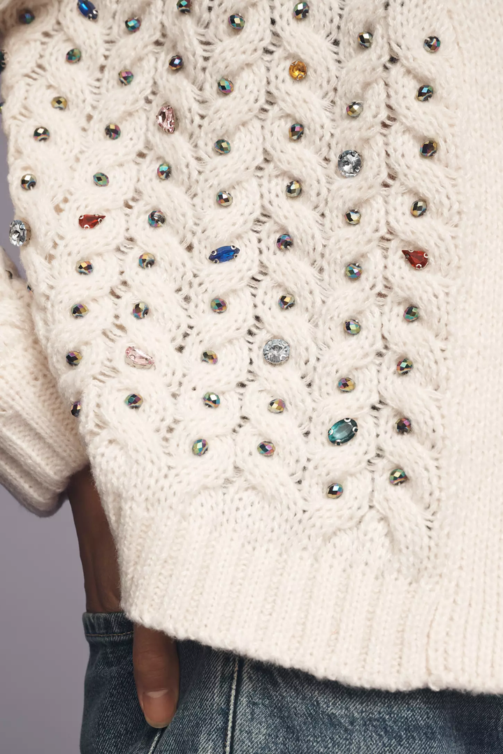 Cable Knit Gemstone Cardigan