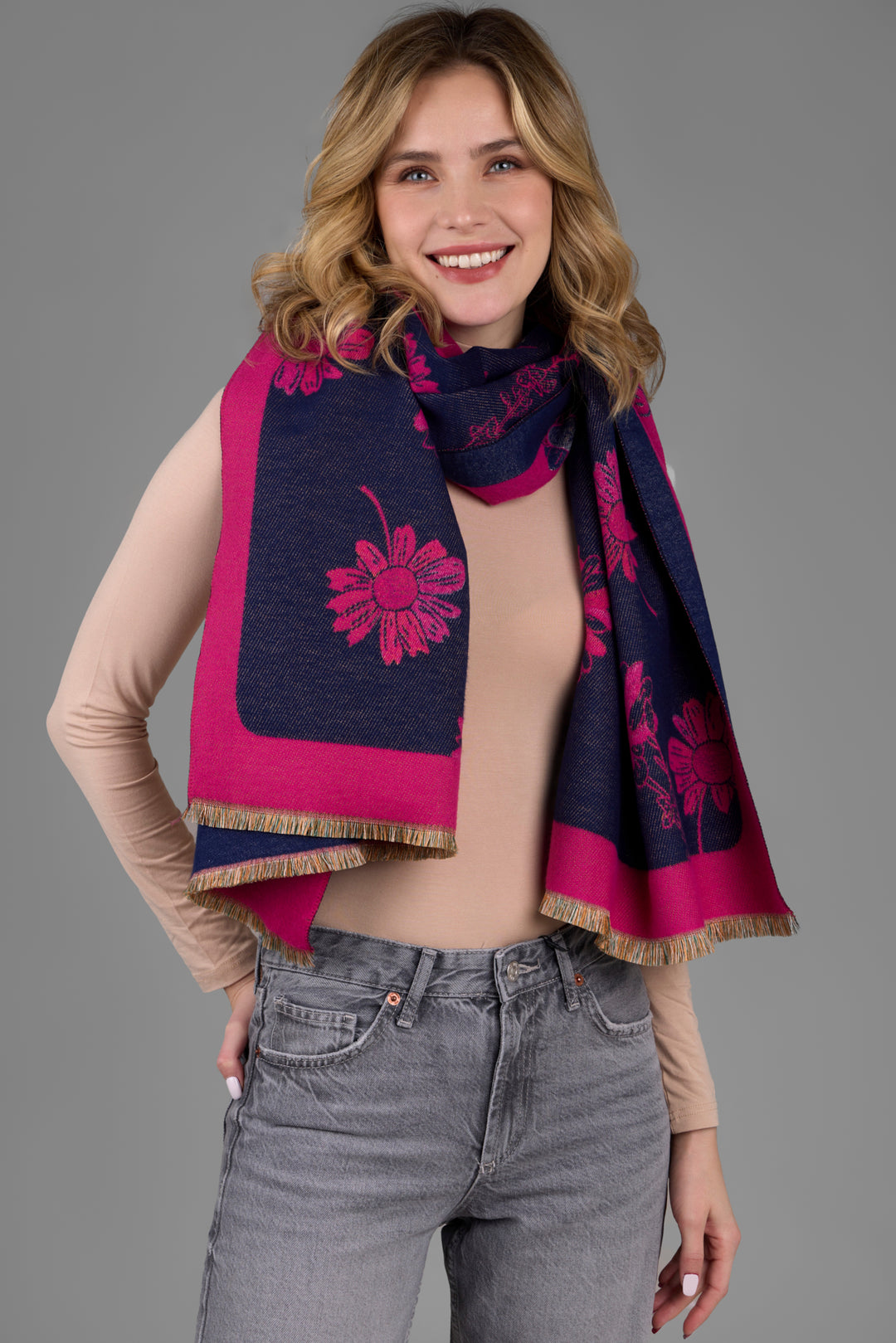 Floral Daisy Reversible Scarf