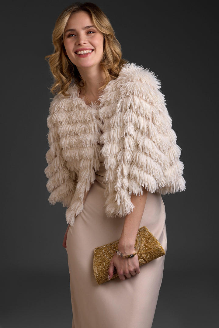 Faux Fur Tasseled Capelet