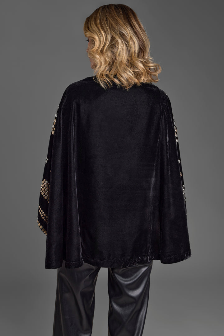 Maya Black Velvet Embellished Capelet