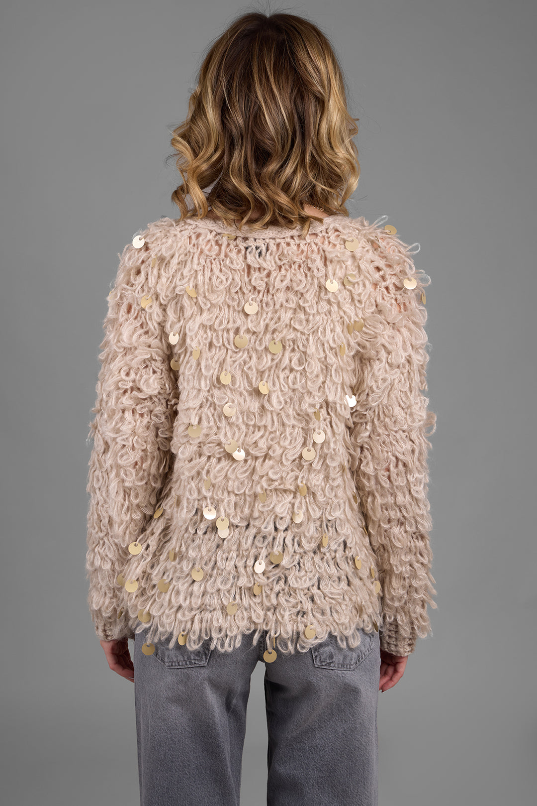 Sequined Loop Crochet Cardigan