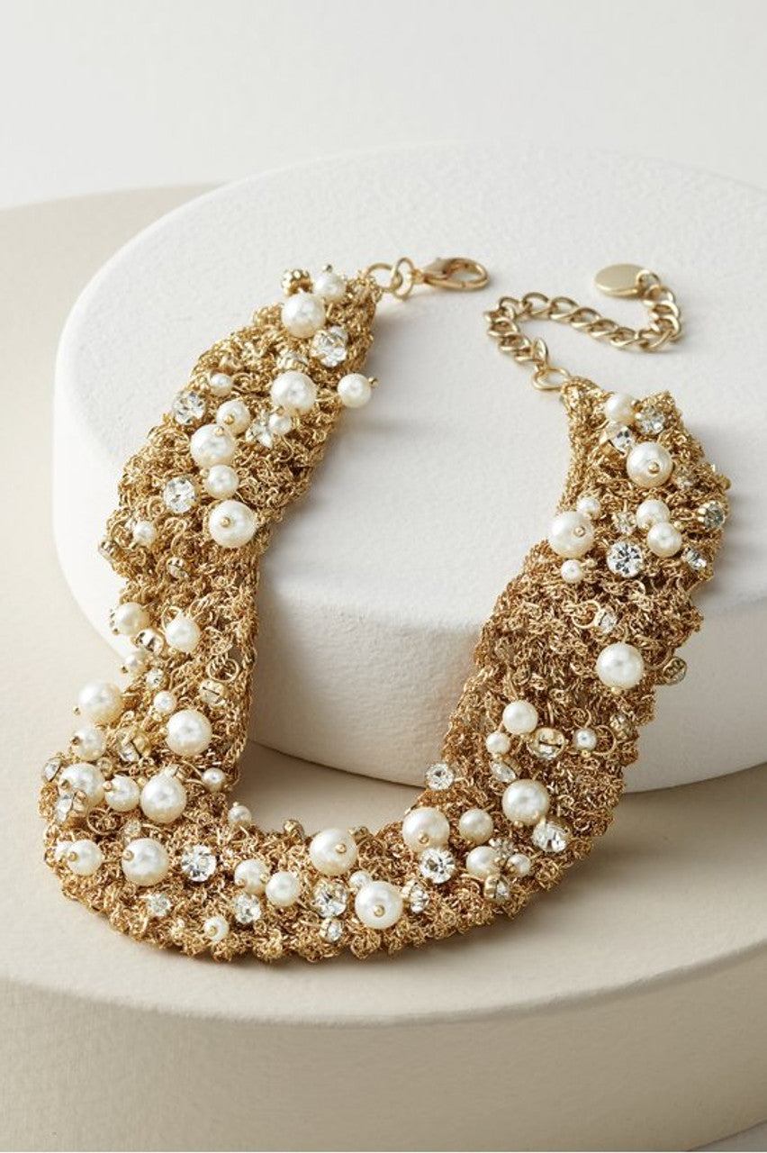 Crochet Necklace with Pearls