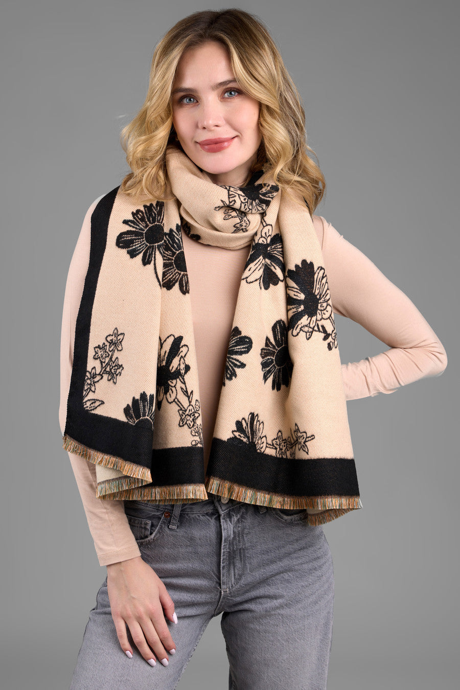 Floral Daisy Reversible Scarf