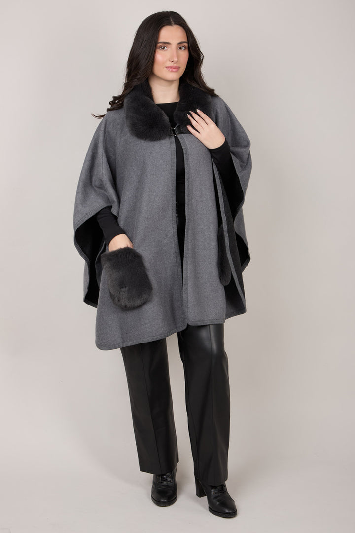 Delilah Faux Fur Pocketed Kimono