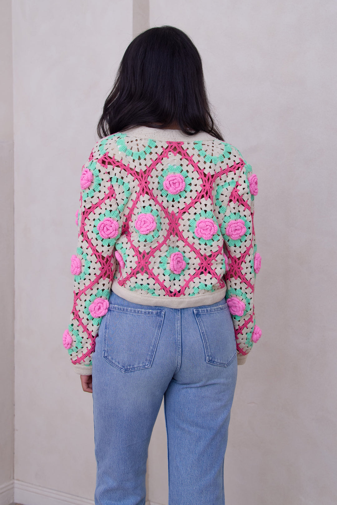 Rosette Crochet Cardigan