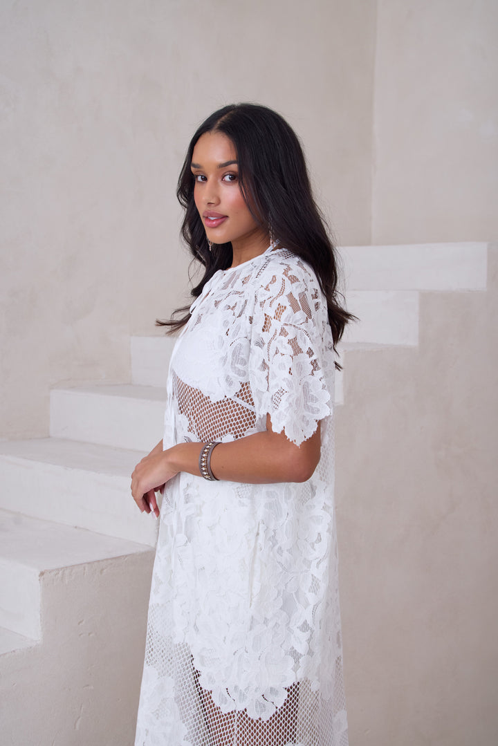 Floral Mesh Lace Kaftan