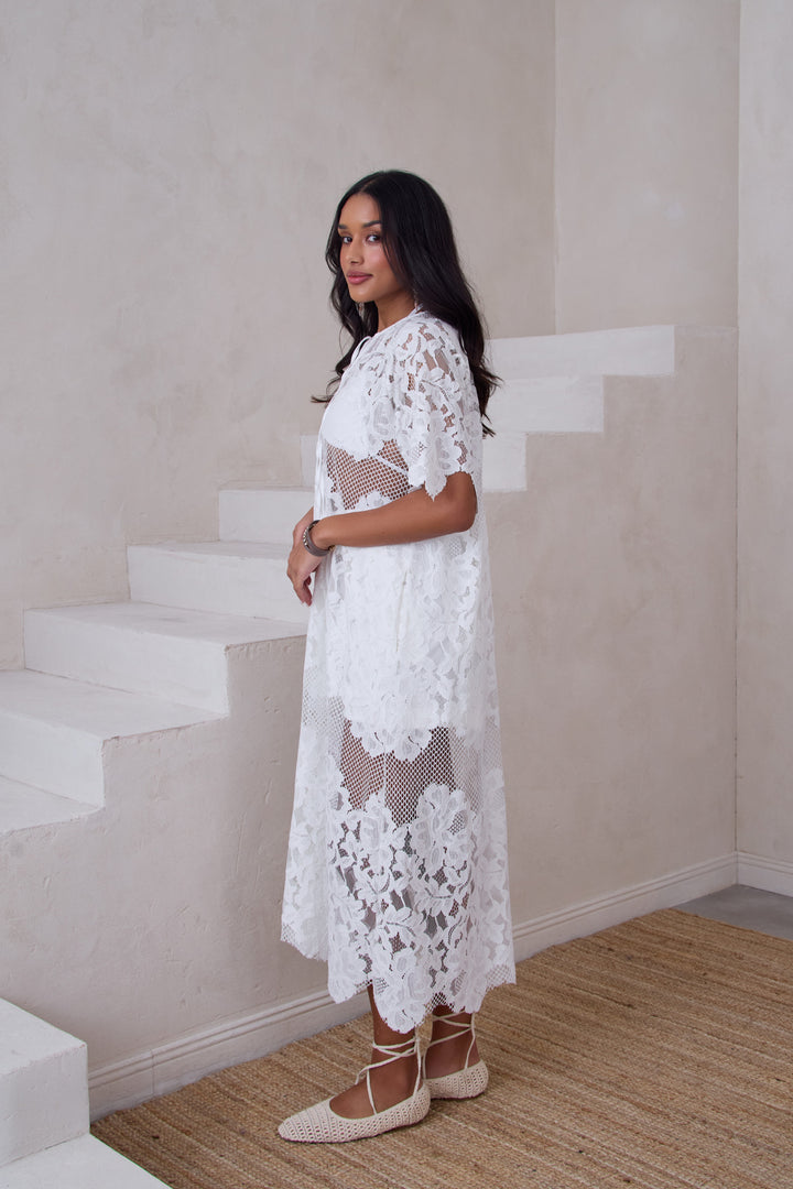 Floral Mesh Lace Kaftan