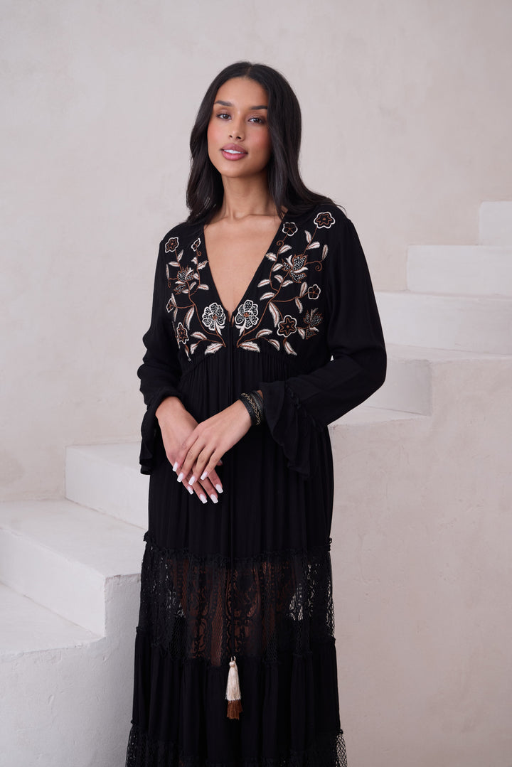 Floral Lace Tiered Kaftan