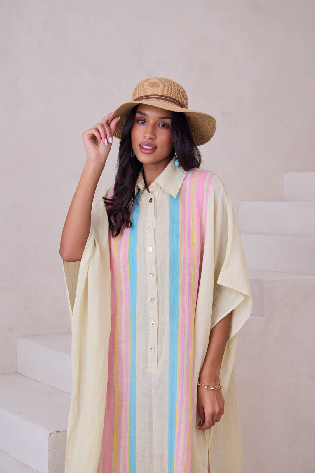 Striped Collared Kaftan