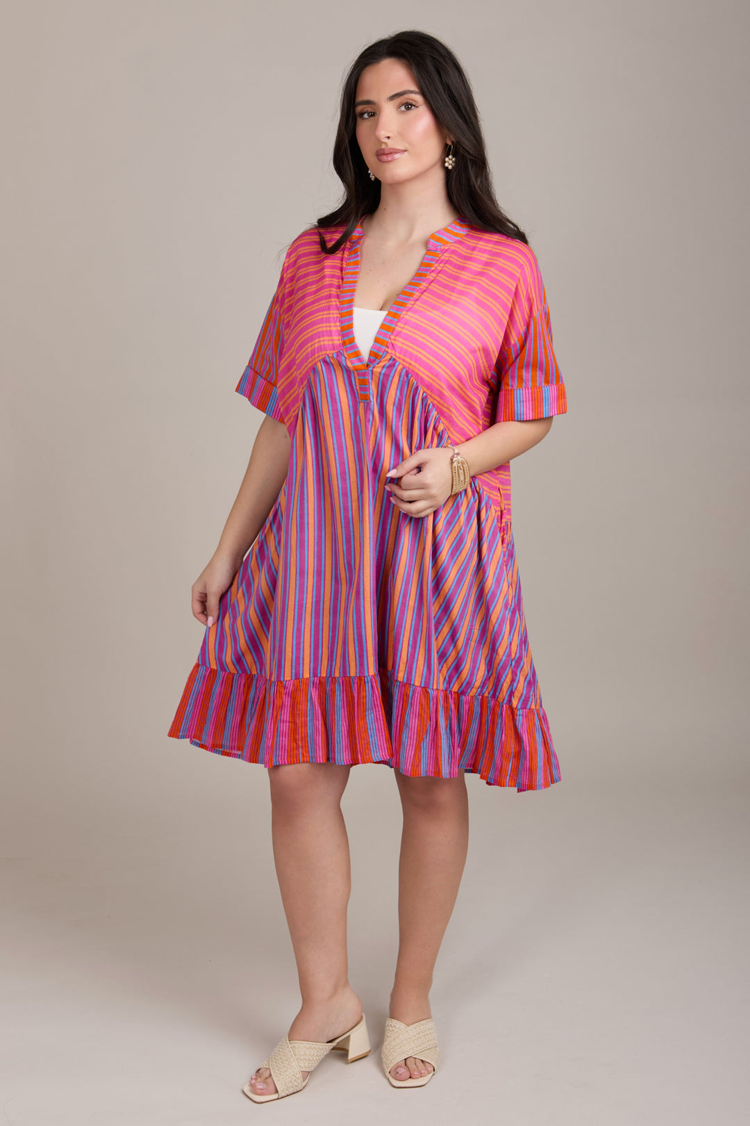 Bold Striped Cover Up Dress