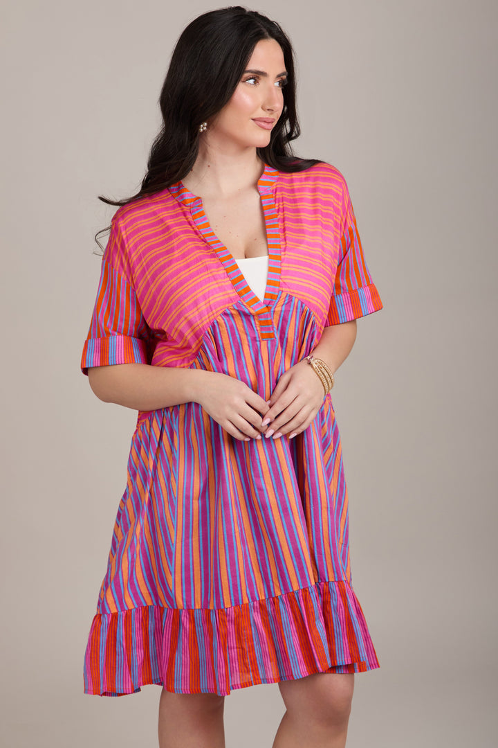 Bold Striped Cover Up Dress