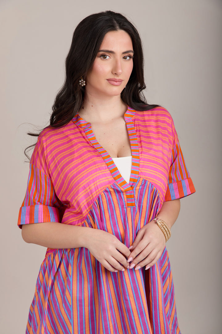 Bold Striped Cover Up Dress