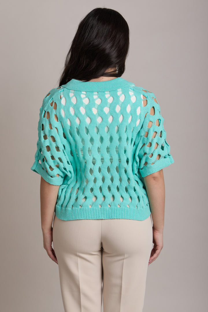 Knit Cut-Out Collared Shirt