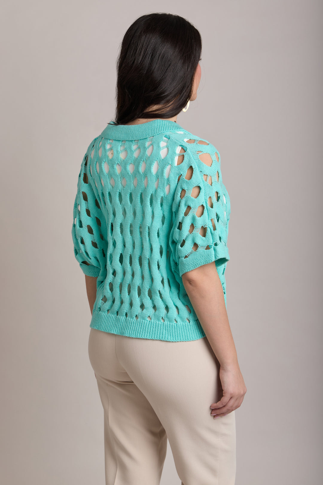 Knit Cut-Out Collared Shirt